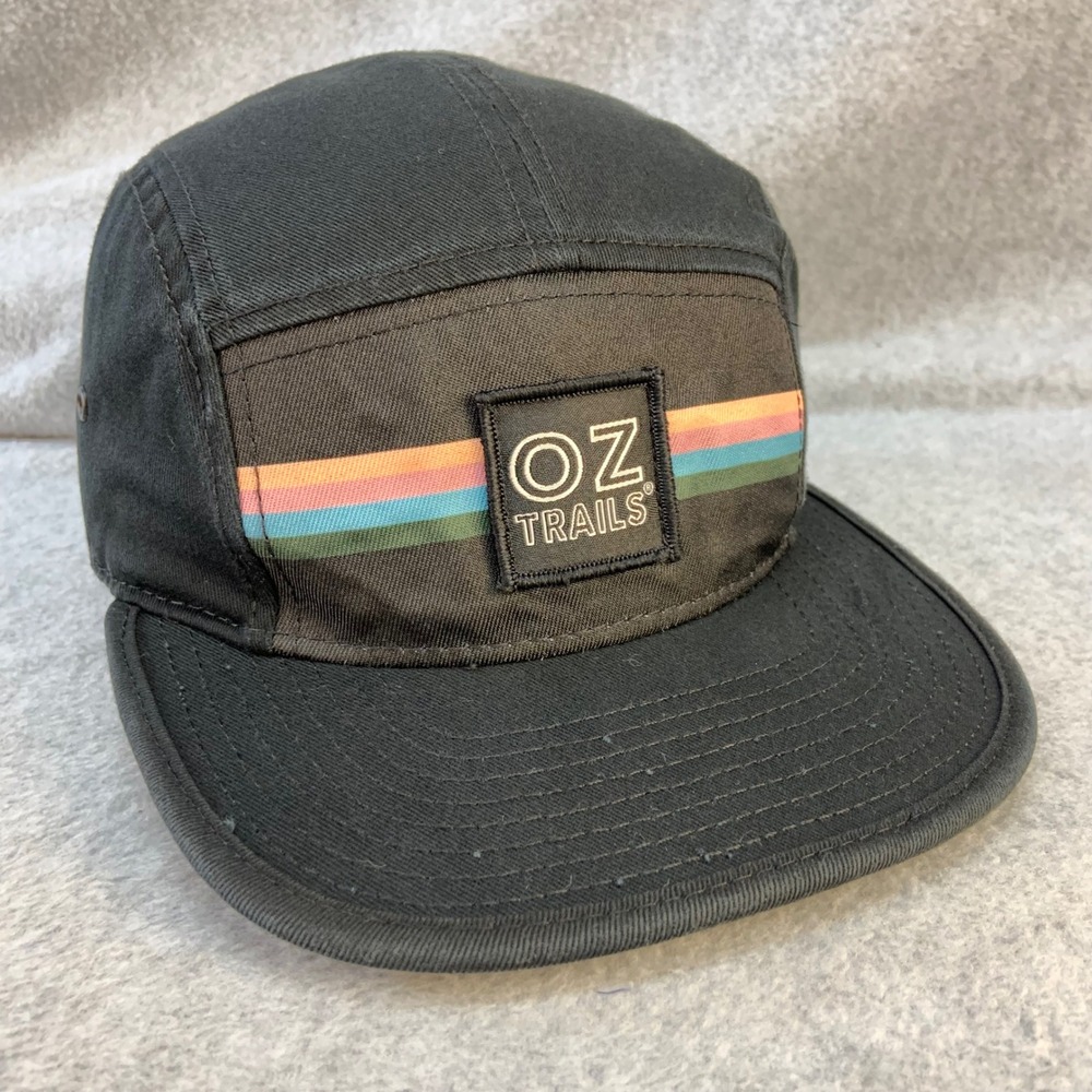 OZ Trails Patch Logo Unisex Black Biking 5 Panel Camper Hat OSFM